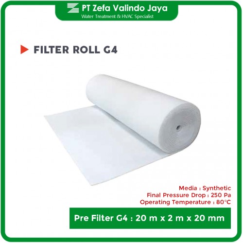 Filter Roll AHU G4 tebal 20 mm ukuran 2 m x 20 m