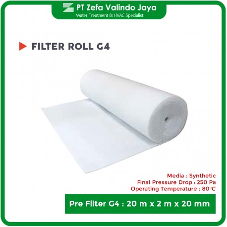 Filter Roll AHU G4 tebal 20 mm ukuran 2 m x 20 m