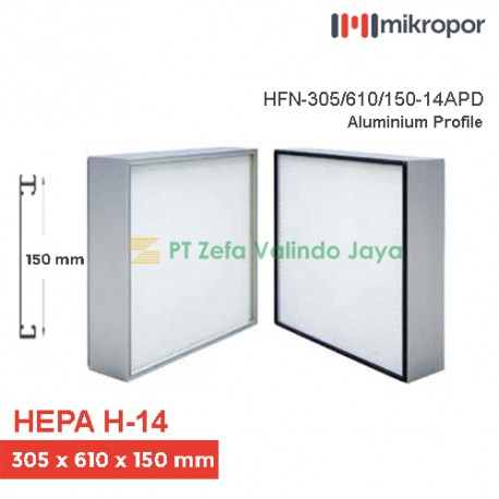Mikropor HEPA Filter H14 HFN Series Aluminium Profile HFN-305/610/150-14APD