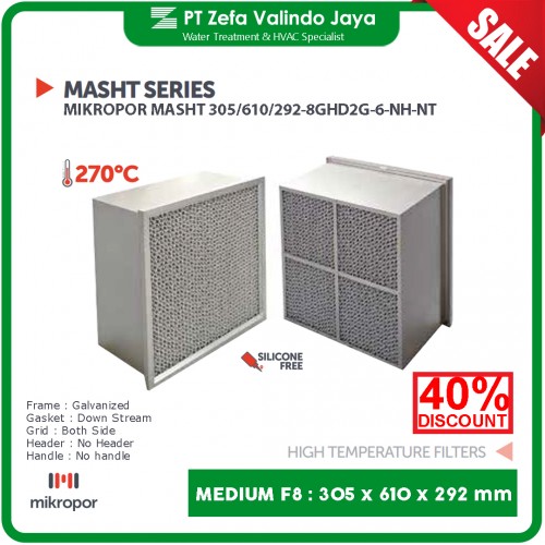 MIKROPOR High Temperature Filter F8 MASHT Series 305 x 610 x 292 mm