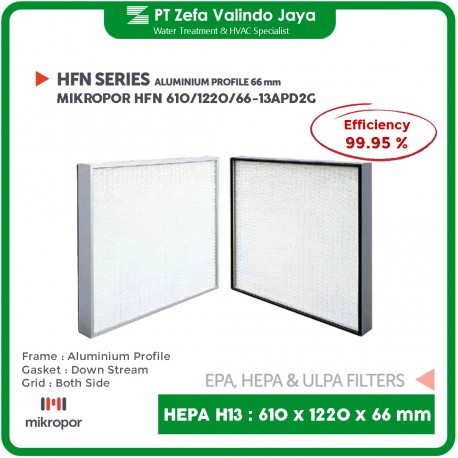 HEPA Filter H13 610 x 1220 x 66 24 48 3 inch Frame Aluminium