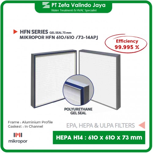 jual HEPA Filter H14 610 x 610 x 73 mm 24" 24" 7" Gel Seal