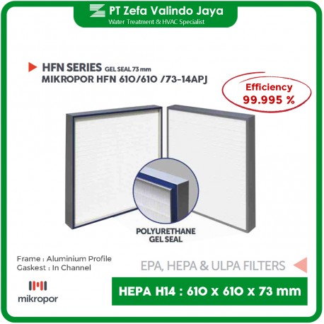 jual HEPA Filter H14 610 x 610 x 73 mm 24" 24" 7" Gel Seal