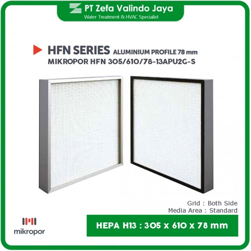 HEPA Filter H13 305 x 610 x 78 mm 12" 24" 3" Frame Aluminium