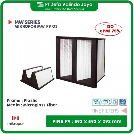 Fine Udara Filter F9 V-Bank 592 x 592 x 292 mm 24" 24" 12"