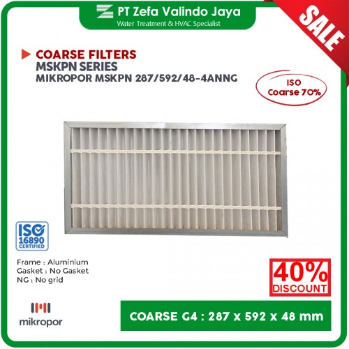 PRE Filter Aluminium G4 MIKROPOR 287 x 592 x 48 mm 12" 24" 2" HVAC